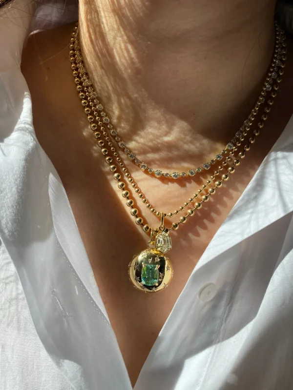 Anniversary Blue Tourmaline and Diamond Pendant