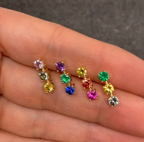 Anniversary Emerald and Sapphire Studs
