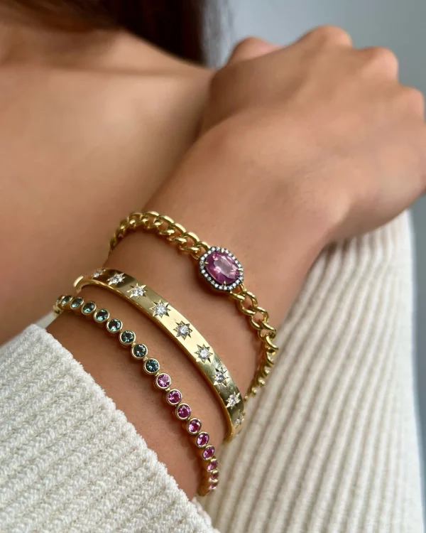 Anniversary Light Pink and Grey Sapphire Tennis Bracelet