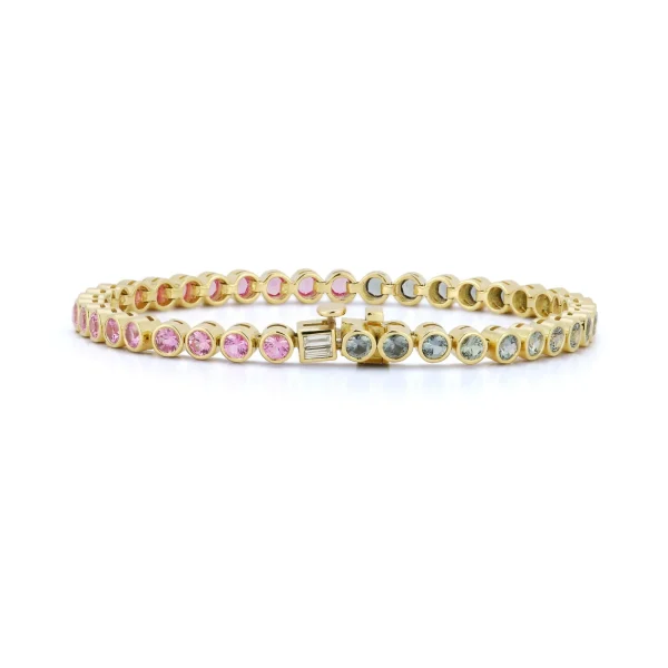 Anniversary Light Pink and Grey Sapphire Tennis Bracelet
