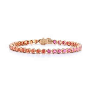 Anniversary Magenta and Orange Sapphire Tennis Bracelet