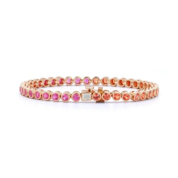 Anniversary Magenta and Orange Sapphire Tennis Bracelet