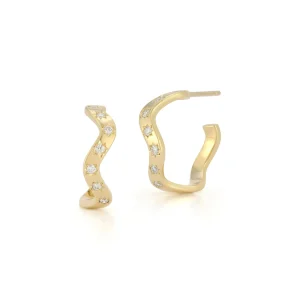 Anniversary Medium Diamond Wave Hoops