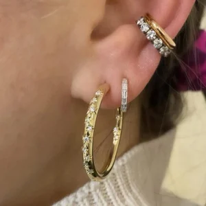 Anniversary Medium Diamond Hoops