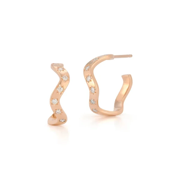 Anniversary Medium Diamond Wave Hoops