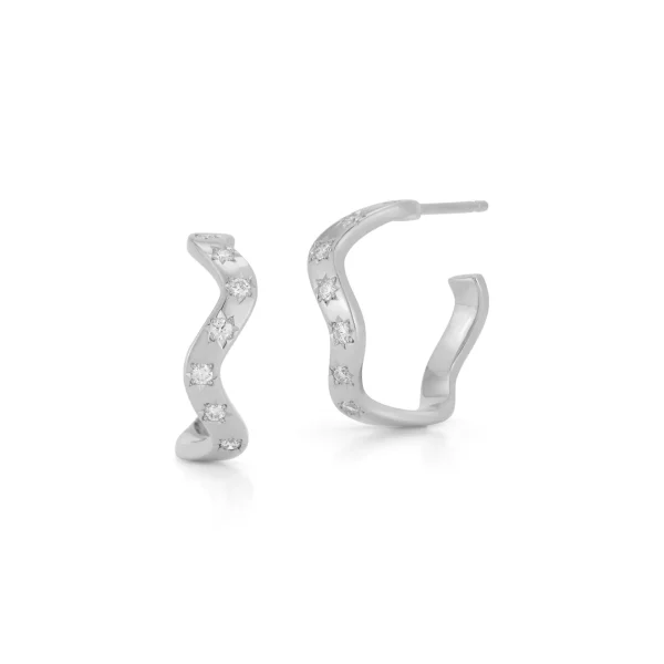 Anniversary Medium Diamond Wave Hoops