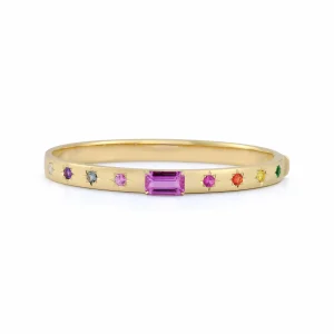 Anniversary Pink Sapphire Rainbow Cuff