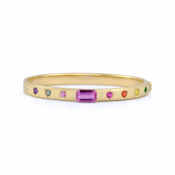 Anniversary Pink Sapphire Rainbow Cuff