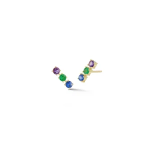 Anniversary Sapphire, Emerald and Amethyst Studs