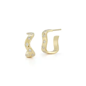 Anniversary Small Diamond Wave Hoops