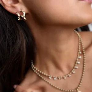 Anniversary Small Diamond Wave Hoops