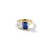 Bespoke Blue Sapphire and Diamond "Kissing" Two Stone Ring