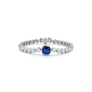 Bespoke Blue Sapphire and Diamond Tennis Bracelet