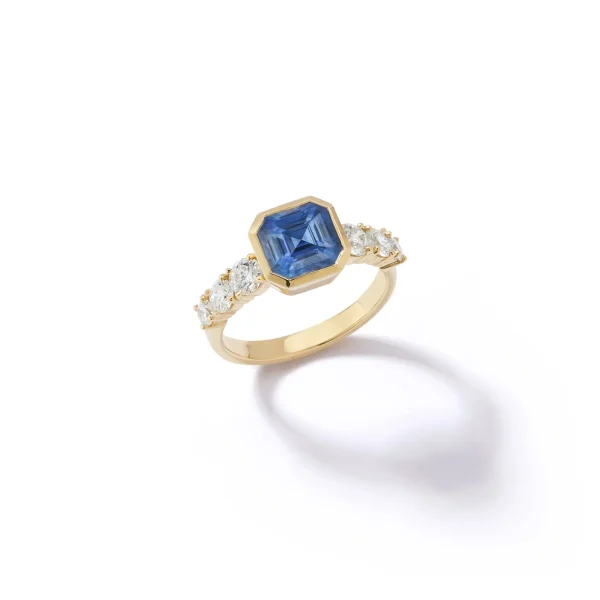 Bespoke Blue Sapphire and Diamond Toujours Ring