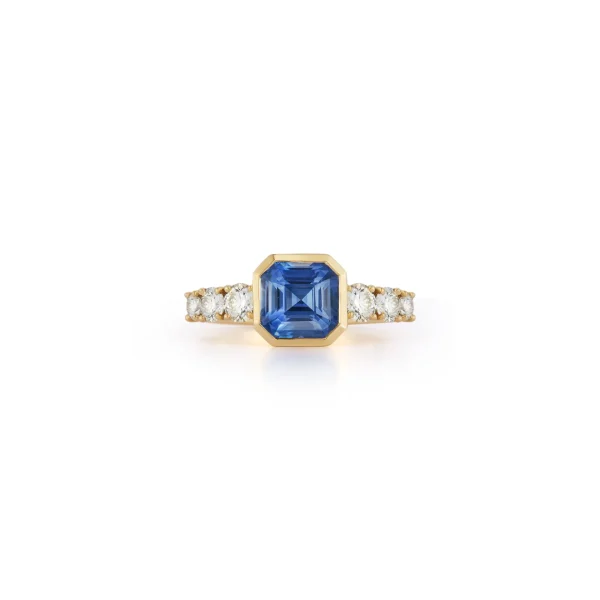 Bespoke Blue Sapphire and Diamond Toujours Ring