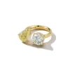 Bespoke Canary Diamond Pear and White Diamond Round Open Ring