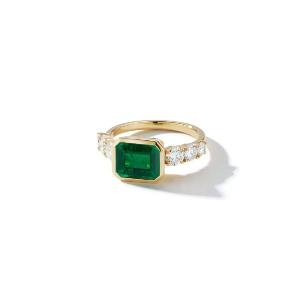 Bespoke Emerald and Diamond Toujours Ring