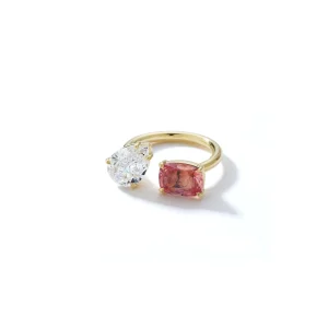 Bespoke Padparadscha Sapphire and Diamond Open Ring