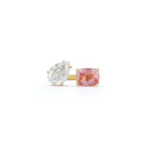 Bespoke Padparadscha Sapphire and Diamond Open Ring