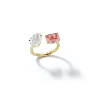 Bespoke Padparadscha Sapphire and Diamond Open Ring