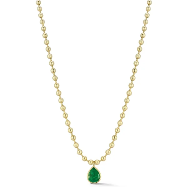 Connexion Bezel Set Emerald Pear Necklace