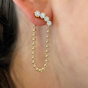 Connexion Diamond and Chain Loop Earrings