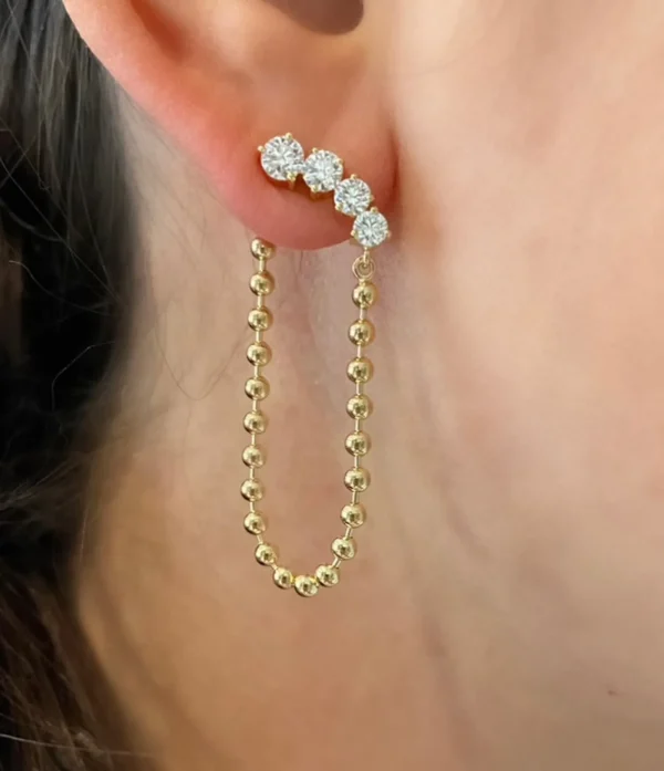 Connexion Diamond and Chain Loop Earrings