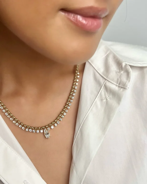 Connexion Diamond Pear Fringe Necklace