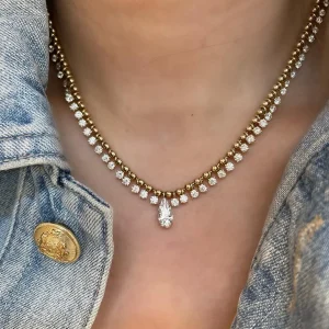 Connexion Diamond Pear Fringe Necklace