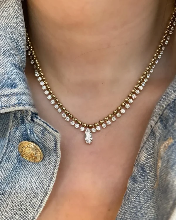 Connexion Diamond Pear Fringe Necklace