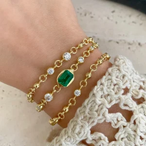 Connexion Emerald and Diamond Ball Bracelet