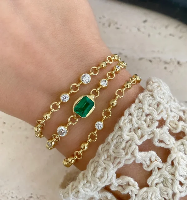 Connexion Emerald and Diamond Ball Bracelet