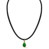 Connexion Emerald Pear and Leather Cord Necklace