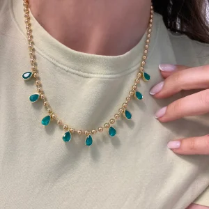 Connexion Emerald Pear Fringe Necklace