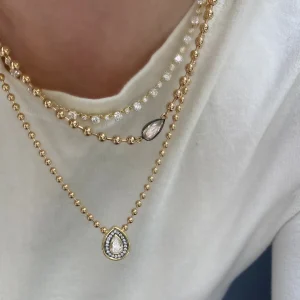 Connexion Pave Diamond Pear Necklace