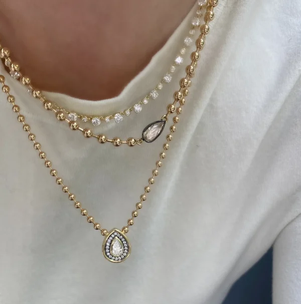 Connexion Pave Diamond Pear Necklace