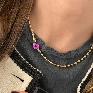 Connexion Pink Sapphire Heart Necklace