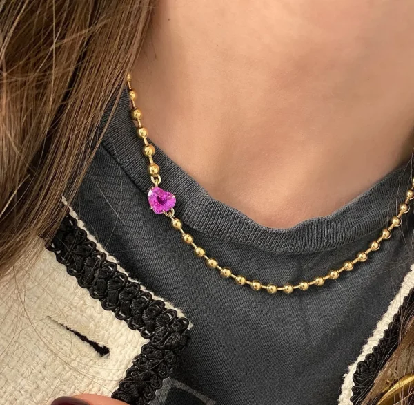 Connexion Pink Sapphire Heart Necklace