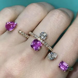 Diamond Pear and Pink Sapphire Open Ring