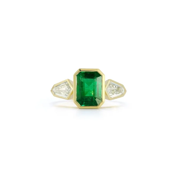 Emerald and Diamond Autumn Ring