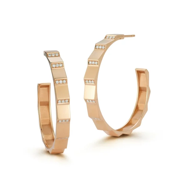 Escalator Large Gold and Diamond Hoops