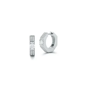 Escalator Pave Diamond Huggies with Diamond Round