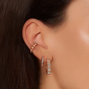 Escalator Small Pave Diamond Hoops