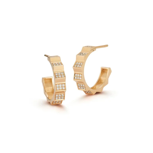 Escalator Small Pave Diamond Hoops