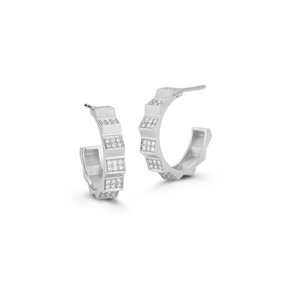 Escalator Small Pave Diamond Hoops