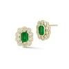 Forget Me Not Emerald and Diamond Bezel Studs