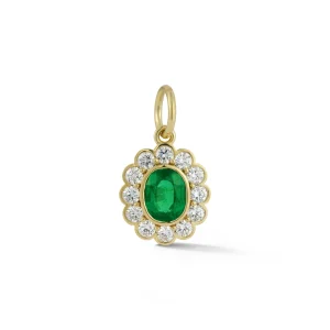 Forget me Not Emerald and Diamond Pendant