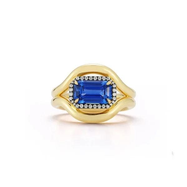 FORME Blue Sapphire and Diamond Contour Ring