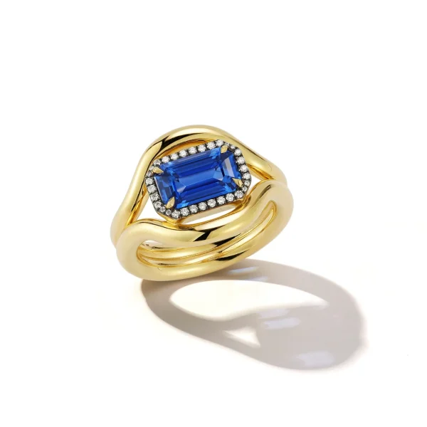 FORME Blue Sapphire and Diamond Contour Ring