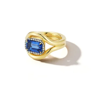 FORME Blue Sapphire and Diamond Contour Ring